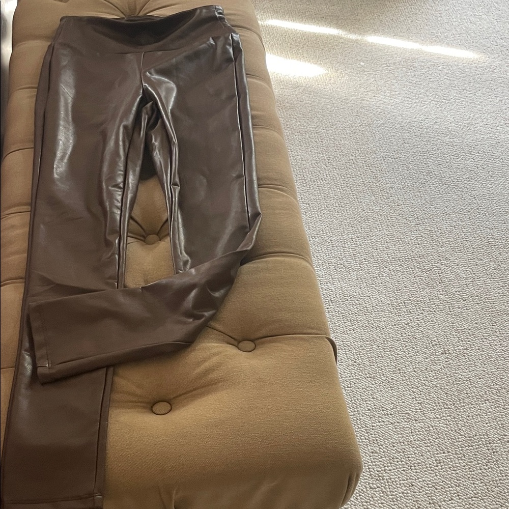 Kendall & Kylie Faux Leather Leggings - Brown